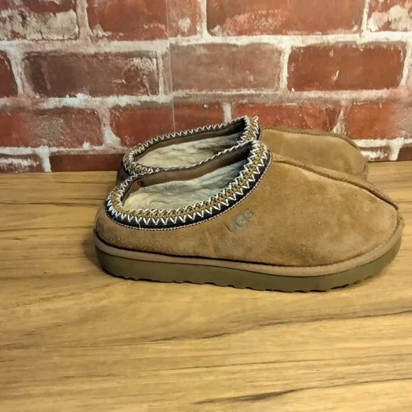 UGG Tasman Slippers Womens Size 9 Chestnut Suede Leather Mule Slippers - Picture 4 of 6